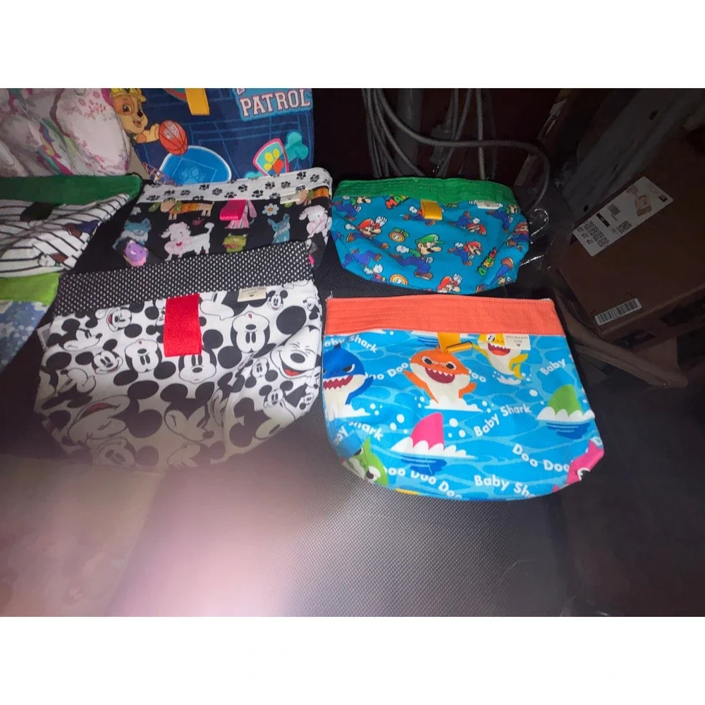 Handmade Character Fabric Pouches Mickey Mario  Pet water bowls 2 in random set